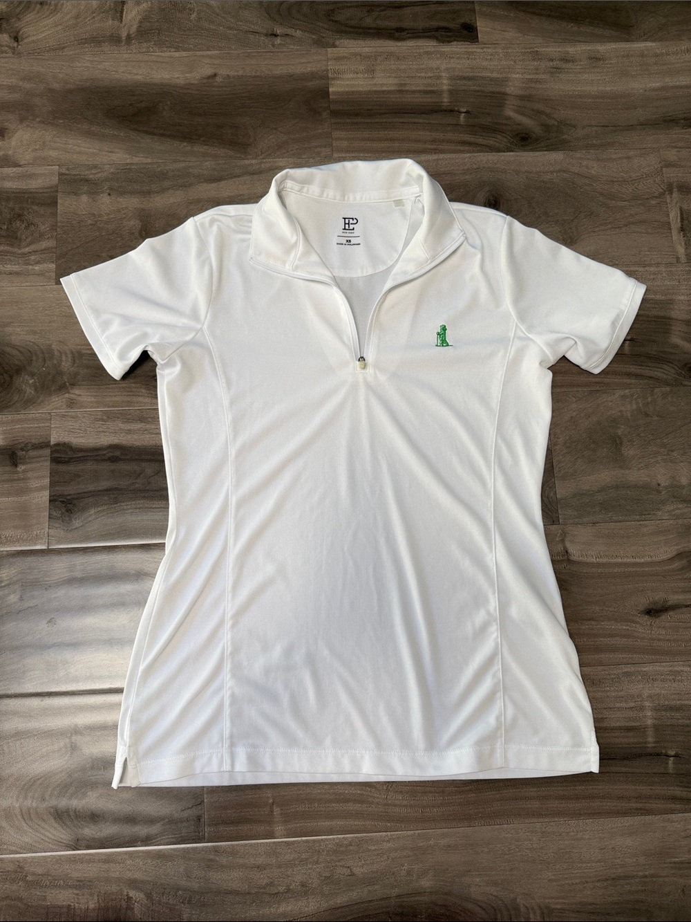 EPNY EP Pro White Short-Sleeve Quarter-Zip Polo with Green Logo Golf Shirt